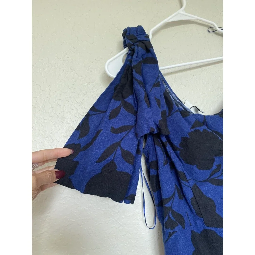 NWT~ Kate Spade sz 6 Classic Rose Floral Navy Blk Jumpsuit one shoulder bow